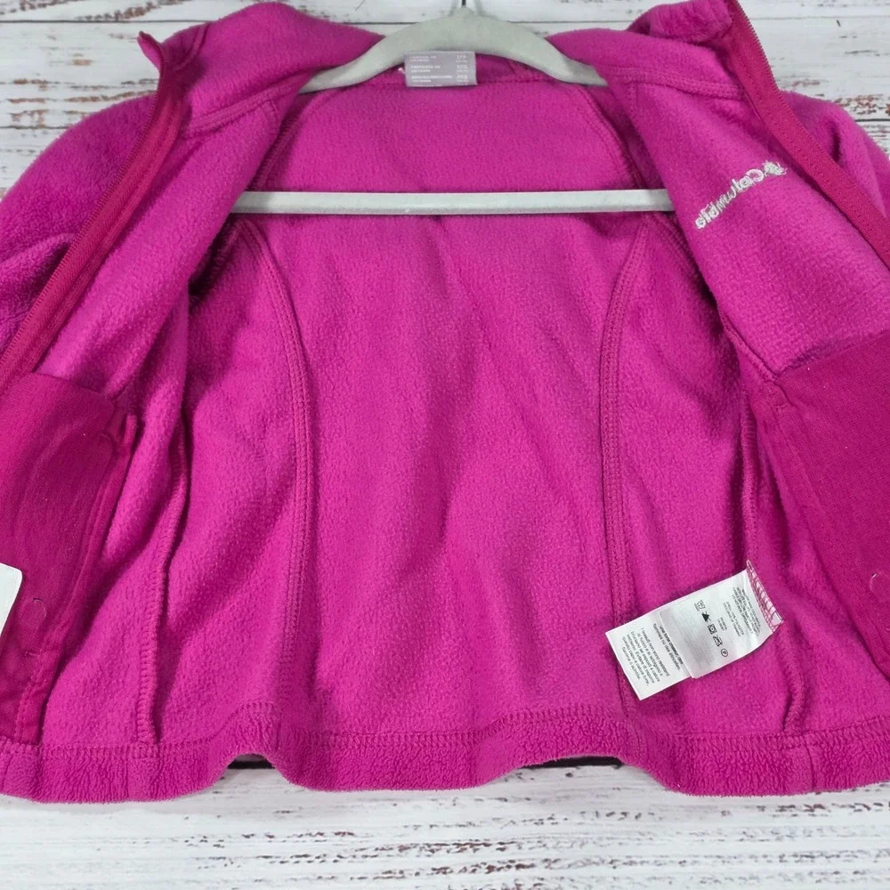 Columbia Fleece Hoodie Kids XXS Magenta Pink Excellent Full Zip Jacket